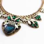 Larken Green Art Deco Crystal Encrusted Bib Necklace